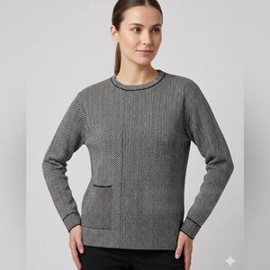 Premium Viscose Blend Herringbone Chevron Knit Sweater